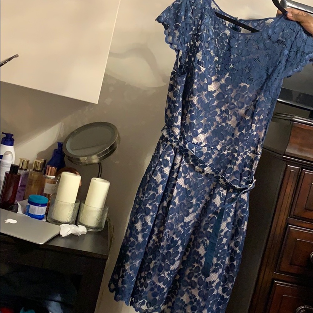 A blue and cream classy dress